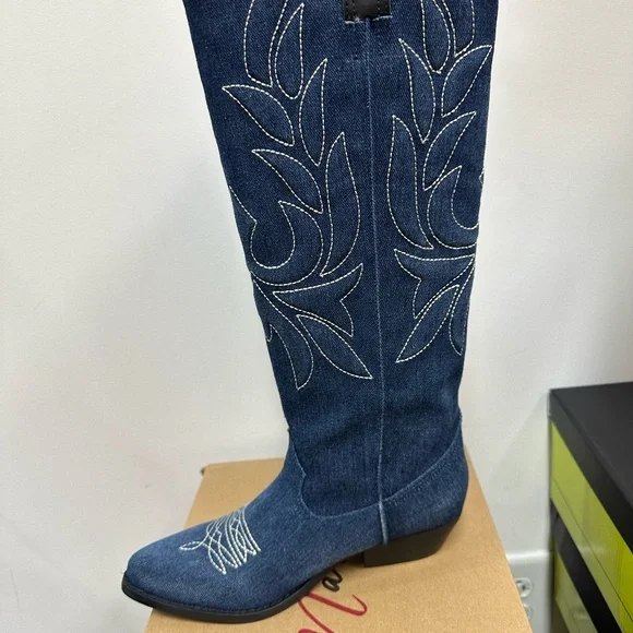 BAND OF THE‎ FREE  Western Denim Boot Womens Multi Size Tall Cowgirl NIB… - Picture 3 of 14